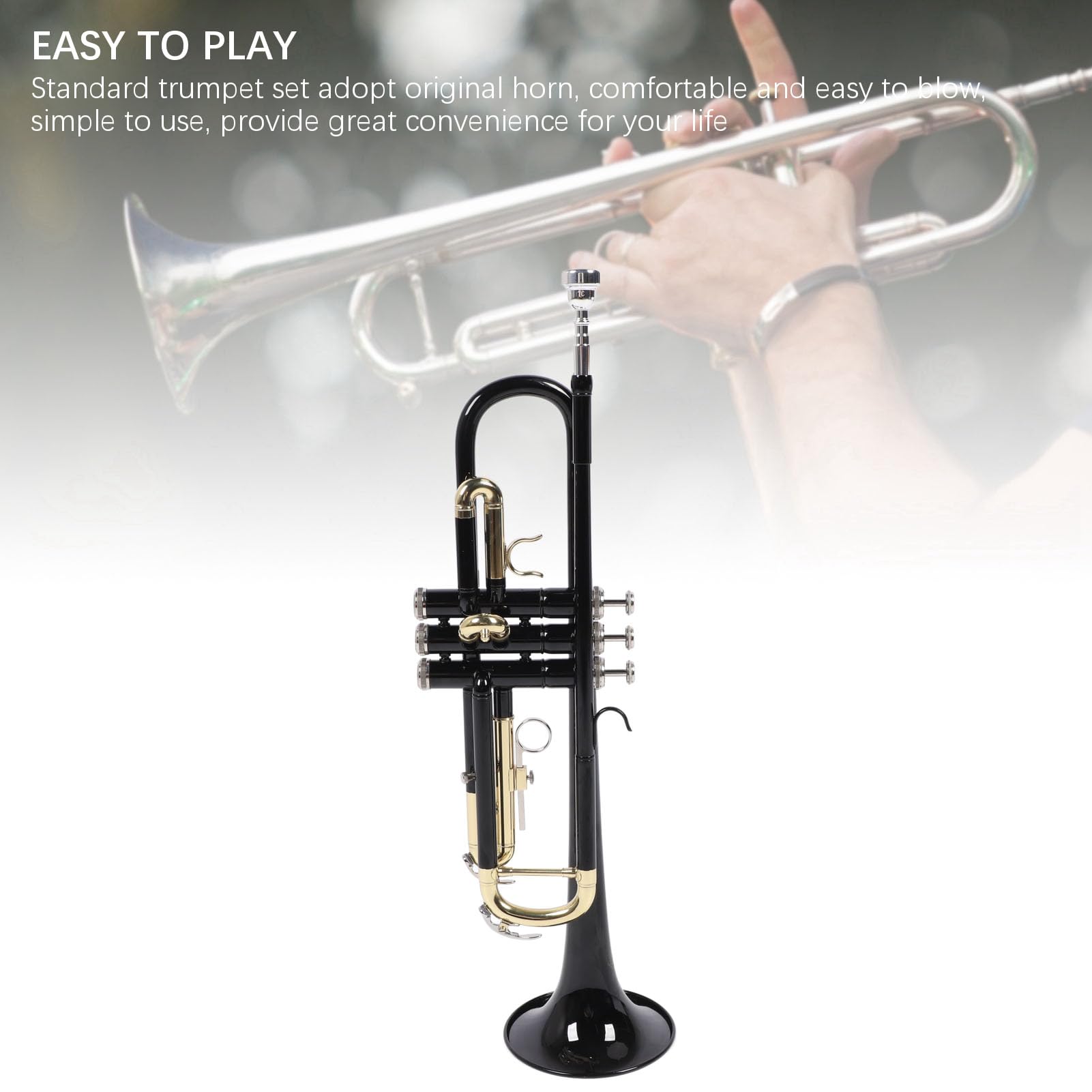 Tromba in Sib, Tromba Standard in Ottone, Set di Strumenti a Tromba per Studenti Principianti o Avanzati con Custodia, Paio di Guanti, Kit di Pulizia, Strumenti Musicali per