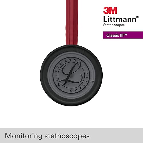 Miniatura 58 de 3M Littmann Classic III - Estetoscopio de monitoreo, acabado arco iris, tubo frambuesa, 27 pulgadas, 5806 Tubo de frambuesa