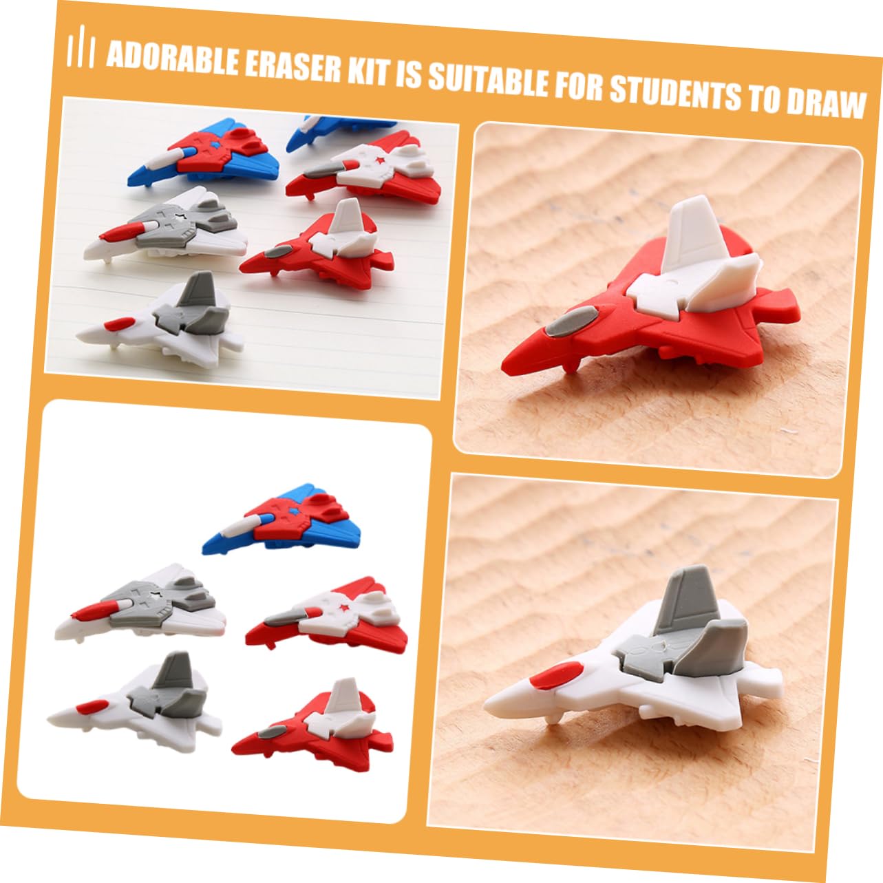 Coole Kinderradiergummis Flugzeugmotiv 48 Stück Gummi Cartoon