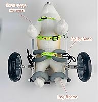 Vista 5 de Silla de ruedas para perro, 4 ruedas, soporte completo, ayuda ajustable para la movilidad de perros pequeños, carrito de asistencia para gatitos