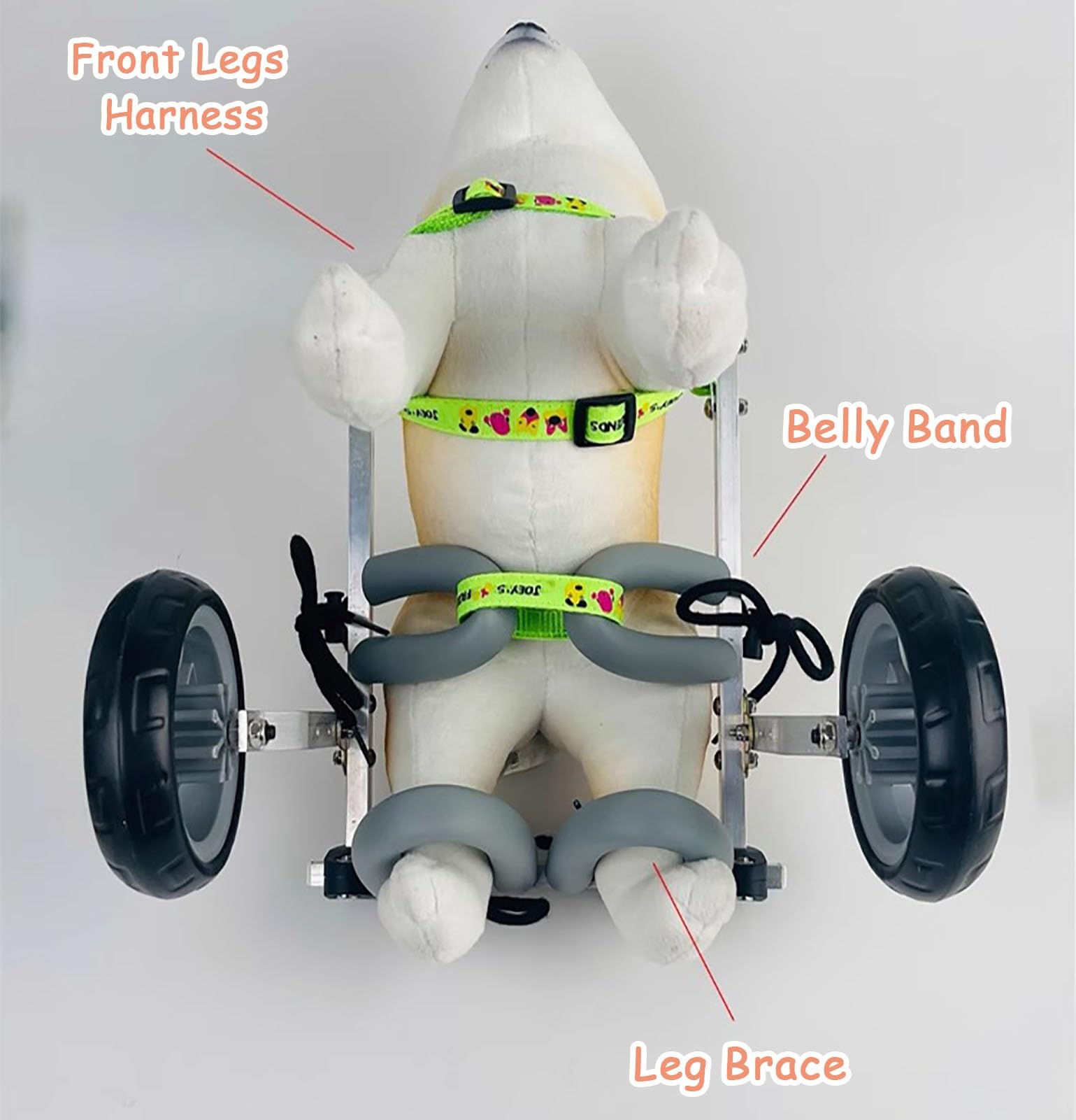 Carrello Cani Disabili Xxs/ Xs/ S Carrozzina per Gatti per Zampe Posteriori, Quattro Ruote Ausili per La Mobilità per Artrite Canina per Riabilitazione, Carrello Portatile per Tutore per Gamba Debole(
