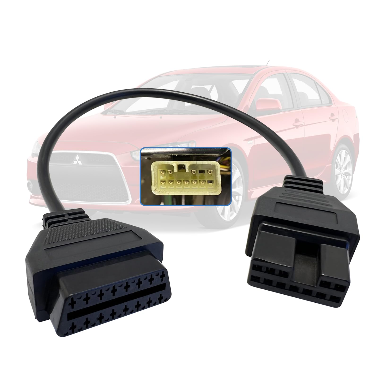 OBD1 to OBD2 Adapter for Mitsubi shi 12 Pin Connector, Compatible for Mitsubi shi and Hyundai Vehicles 12Pin to 16Pin Adapter Cable, Work with ELM327 OBDii Diagnostic Scanner Tool Code Reader-image-33