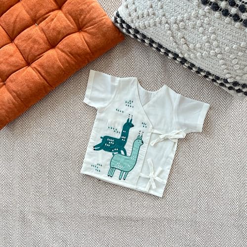 Image of Organic Cotton Jhabla Set for Infants and Toddlers | Front Buttons Unisex Jabla | Soft Mulmul