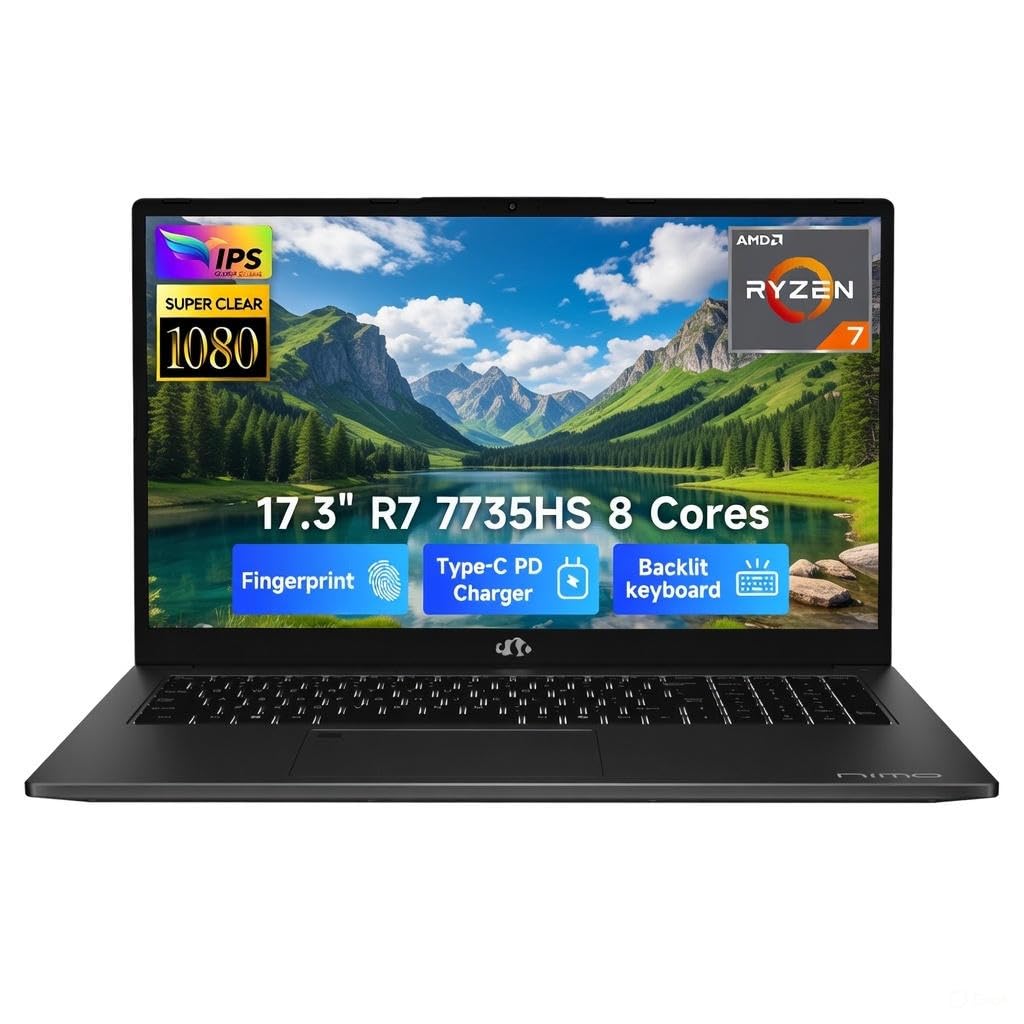 NIMO 15.6" Light-Gaming-Laptop, 8 Cores AMD Ryzen 7 Pro 6850U 16GB LPDDR5 RAM 1TB SSD (Beat i7-1360P Up to 4.7GHz) AMD Radeon 680M GPU IPS FHD Computer with 100W Type-C Backlit Keyboard Fingerprint