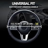 Vista 3 de Funda de cuero para volante de auto, protector antideslizante para volante de auto de cuero de microfibra transpirable, ajuste universal para la Rosa