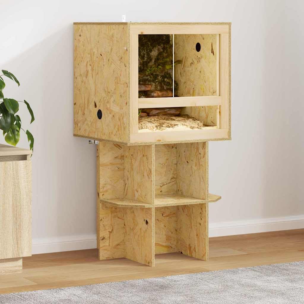 vidaXL Terrarienbasis Braun 50 x 50 x 50 cm OSB, Rustikale, stabile Terrarienbox, Perfekter Lebensraum, Stauraum für Reptilien, tierfreundliche Basis für Schlangen und Echsen