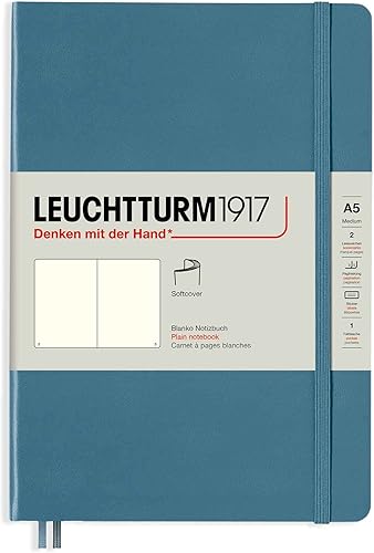 Miniatura 70 de LEUCHTTURM1917 - Cuaderno mediano A5 de tapa blanda, 123 páginas numeradas para escribir y llevar un diario (color verde bosque, rayado) Verde