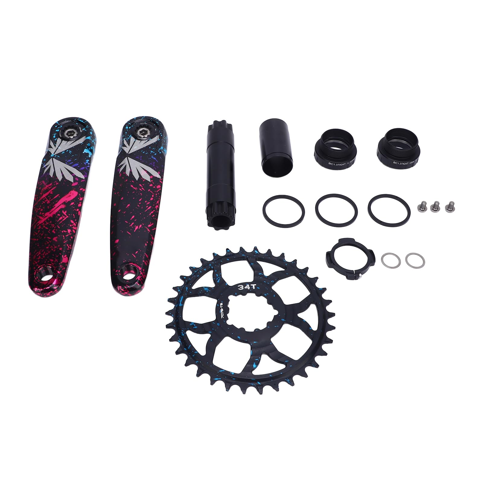 Mechanizm Korbowy do Roweru Górskiego, Lekkie, Puste ramię Korby ze Stopu Aluminium z 3-pinowym Interfejsem i Dodatnimi Ujemnymi Zębami, do Rowerów Górskich Szosowych 9 10 11 12 Prędkości