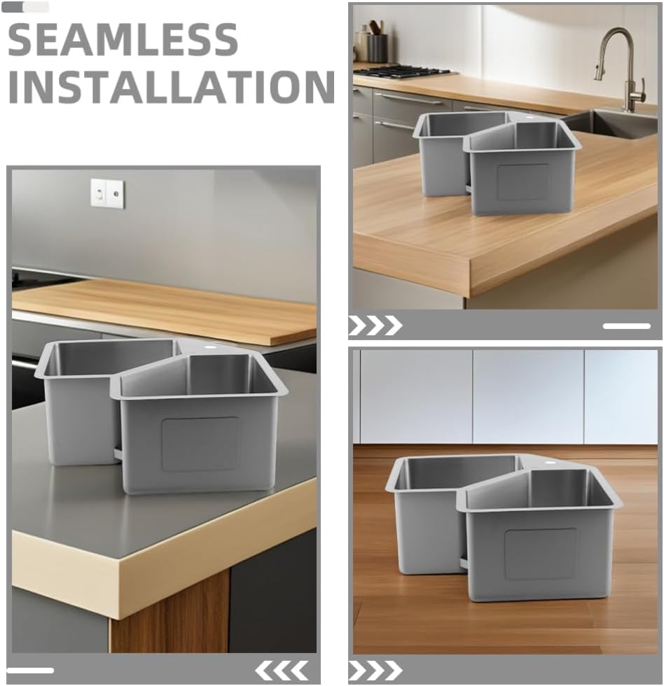 Healifty Stainless Steel Corner Kitchen Sink: Undermount Corner Butterfly Kitchen Sink Double Bowl Top Mount Universal for Laundry Restaurant Bathroom Outdoor Indoor Garage