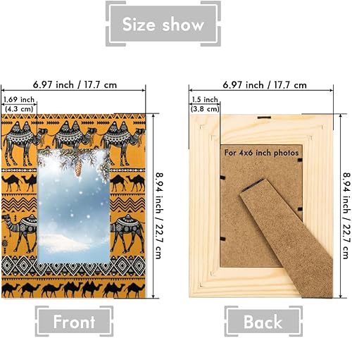 Miniatura 3 de Marco de fotos de color camello del desierto de 4 x 6 pulgadas para mesa, montaje en pared, marco de madera para fotos de 4 x 6 o 3.5 x 5 pulgadas