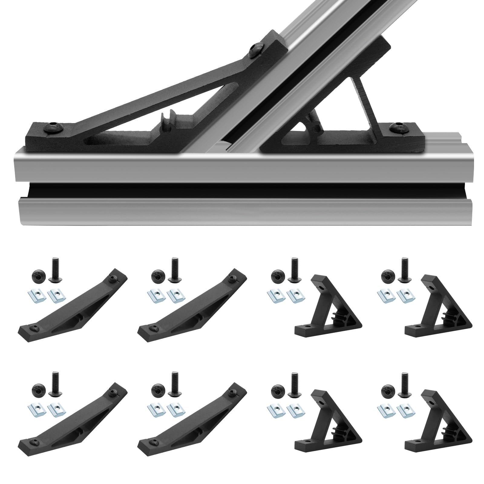 Seekliny 8pcs 2020 45/135 Degree Angle Corner Bracket 2020 Extrusion Hardware T-Slot V-Slot Accessories with Screws and Nuts for 2020 Aluminum Extrusion Connector 3D Printer Accessories Black