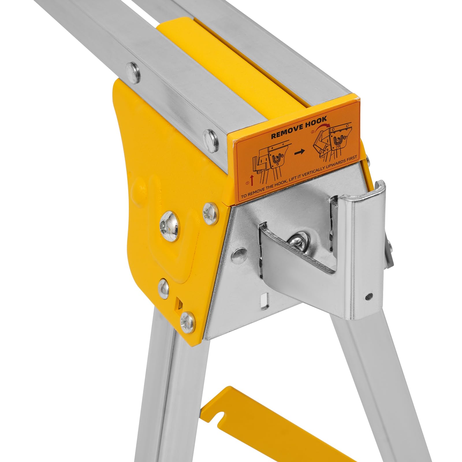 Juego de 2 caballetes de trabajo con altura ajustable, caballete plegable con capacidad de carga de 1200 kg, caballete de metal para almacenes, fábricas, jardines, zonas de madera (amarillo)