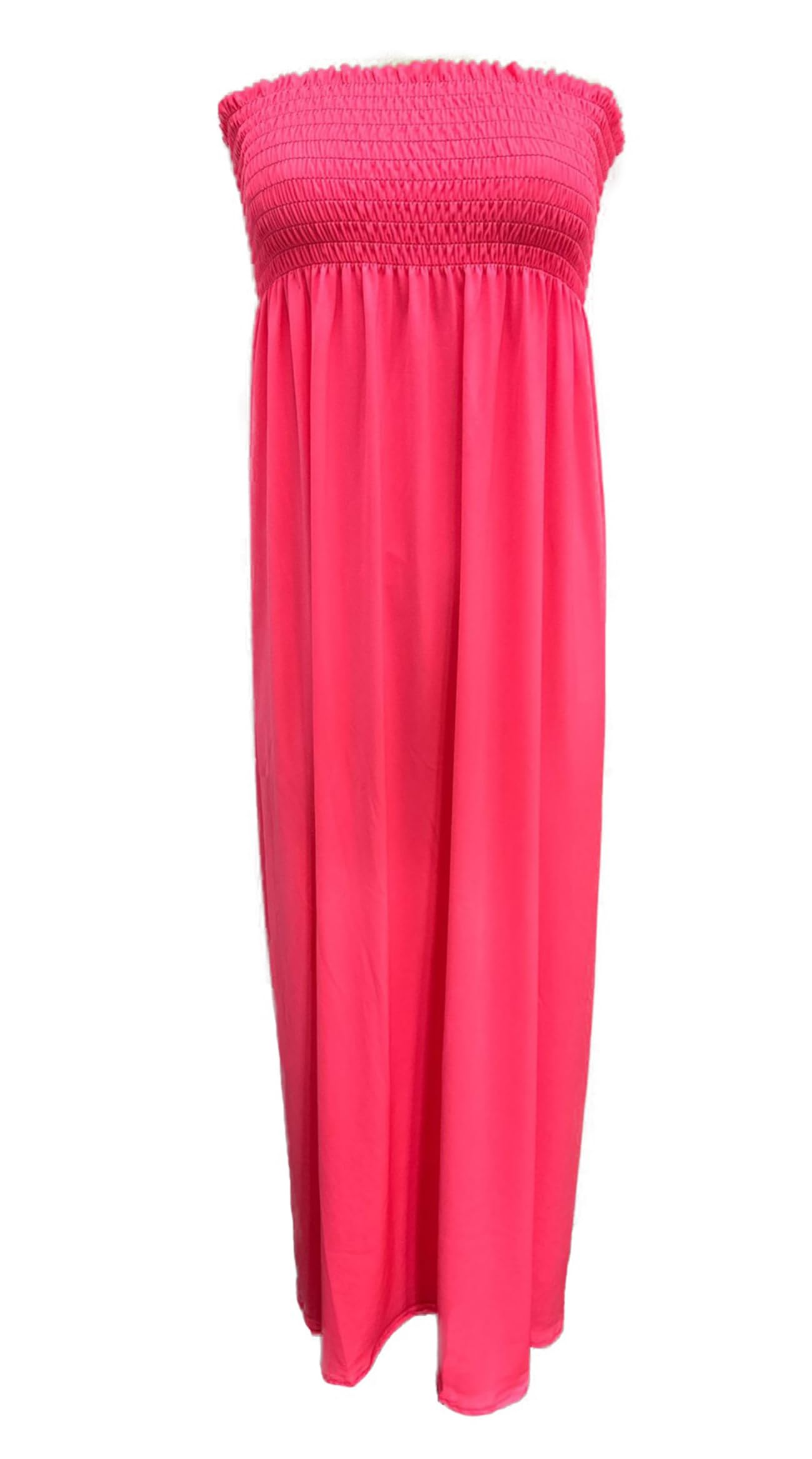 Purple Hanger New Ladies Long Boob Tube Bandeau Strapless Womens Elasticated Jersey Summer Maxi Dress (as8, Numeric, Numeric_16, Numeric_18, Regular, Regular, Neon Pink)