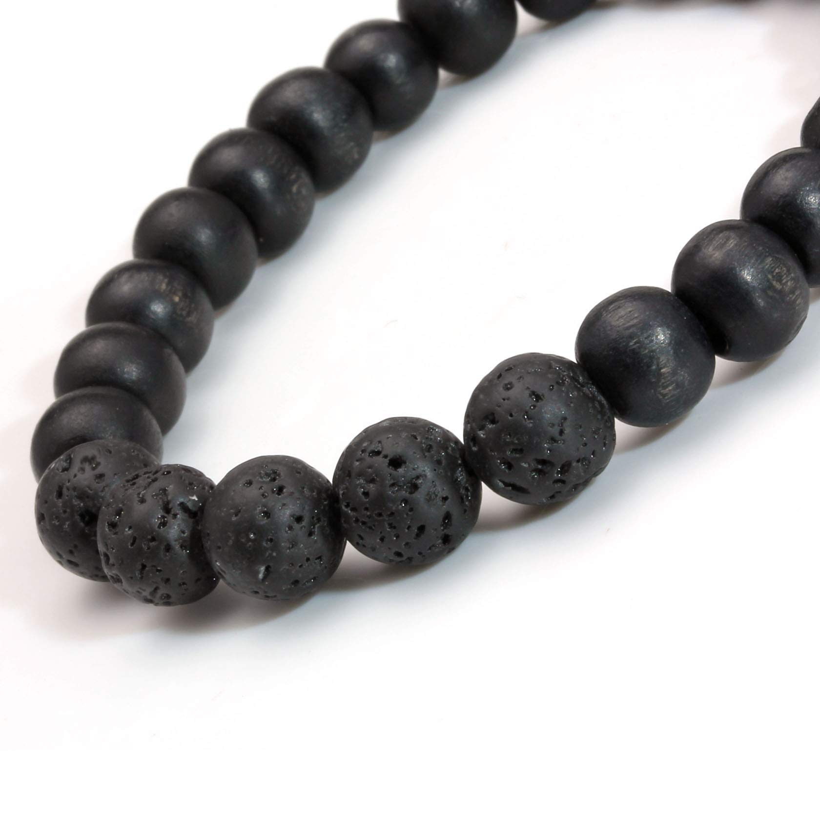 Pulsera difusora de aceites Esenciales con Cuentas de Piedra de Lava (7 Piezas) para Hombre y Mujer. Pulsera con Cuentas de Madera.