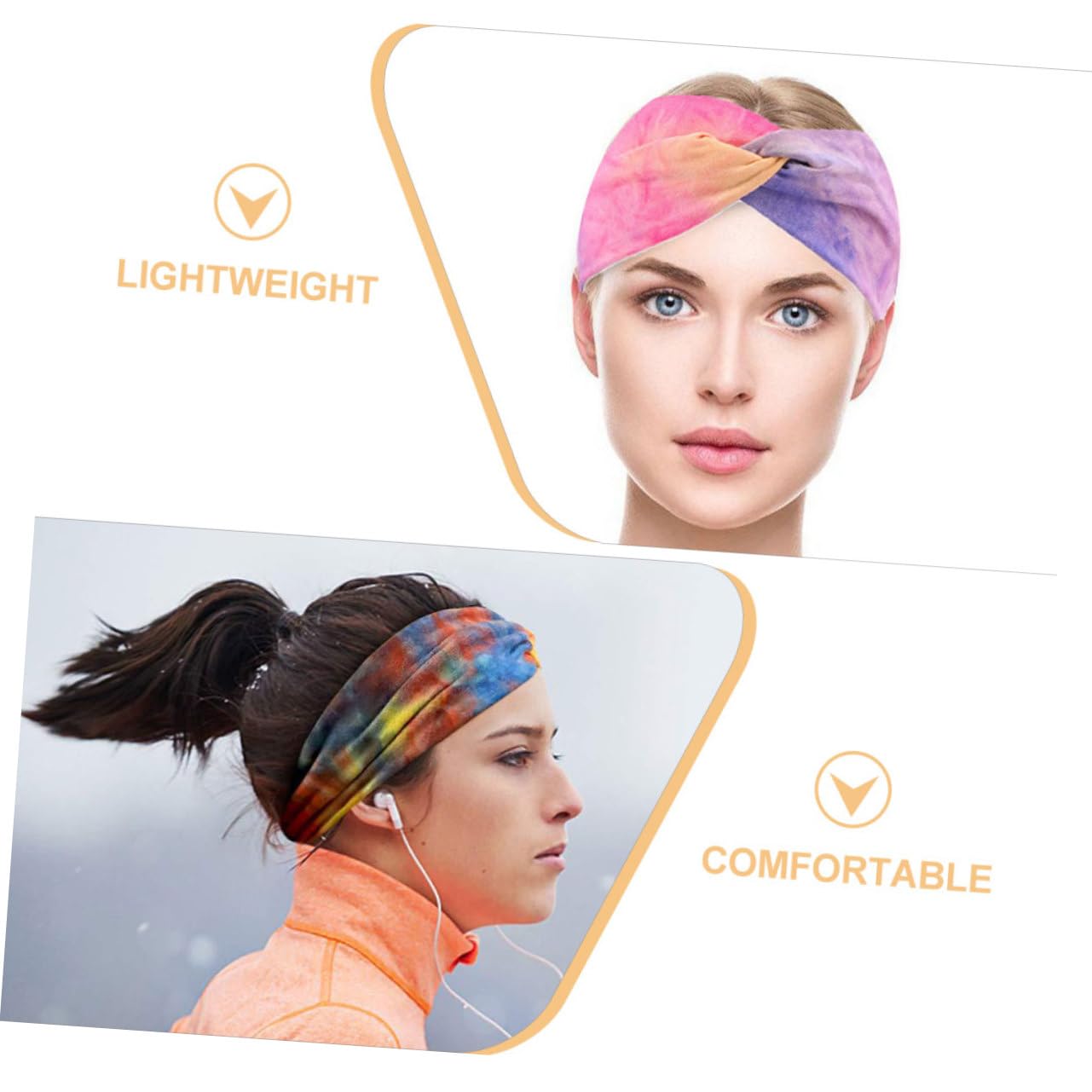 Lot De 3 Bandeaux De Sport Larges Et Élastiques Pour La Gym La Course À Pied Le Yoga Avec Divers Motifs Tie-dye Colorés 4 Pièces X 3
