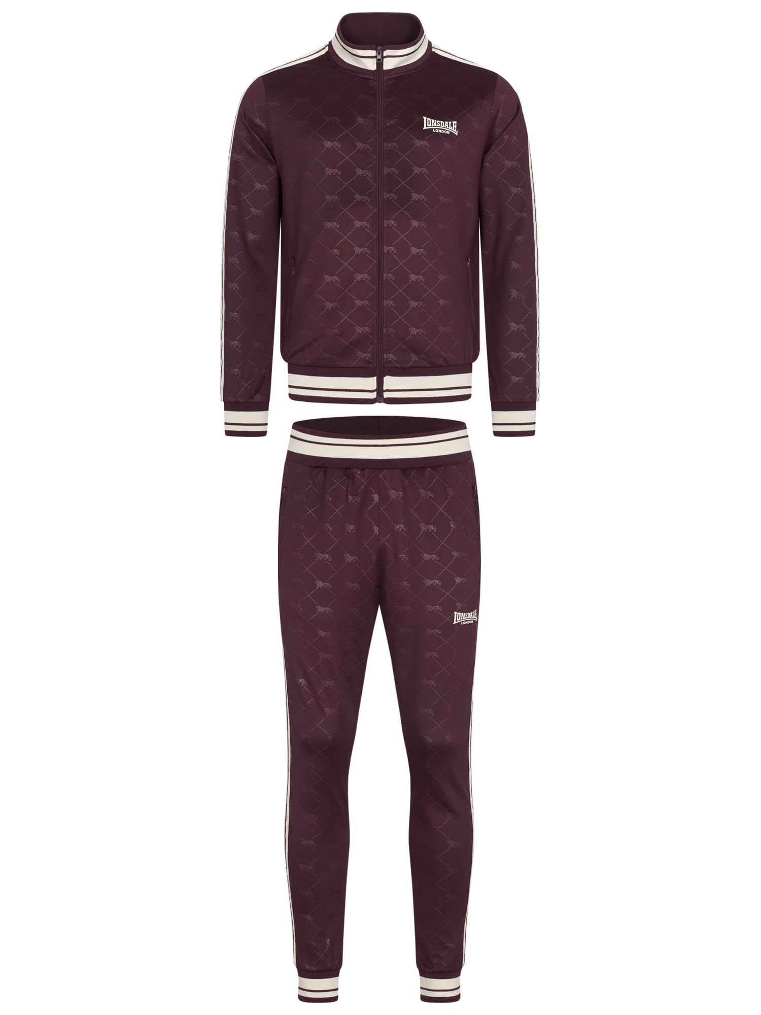 Lonsdale M?ski dres treningowy w?ski krój ASHWELL Oxblood/Ecru M, Oxblood/ecru, M