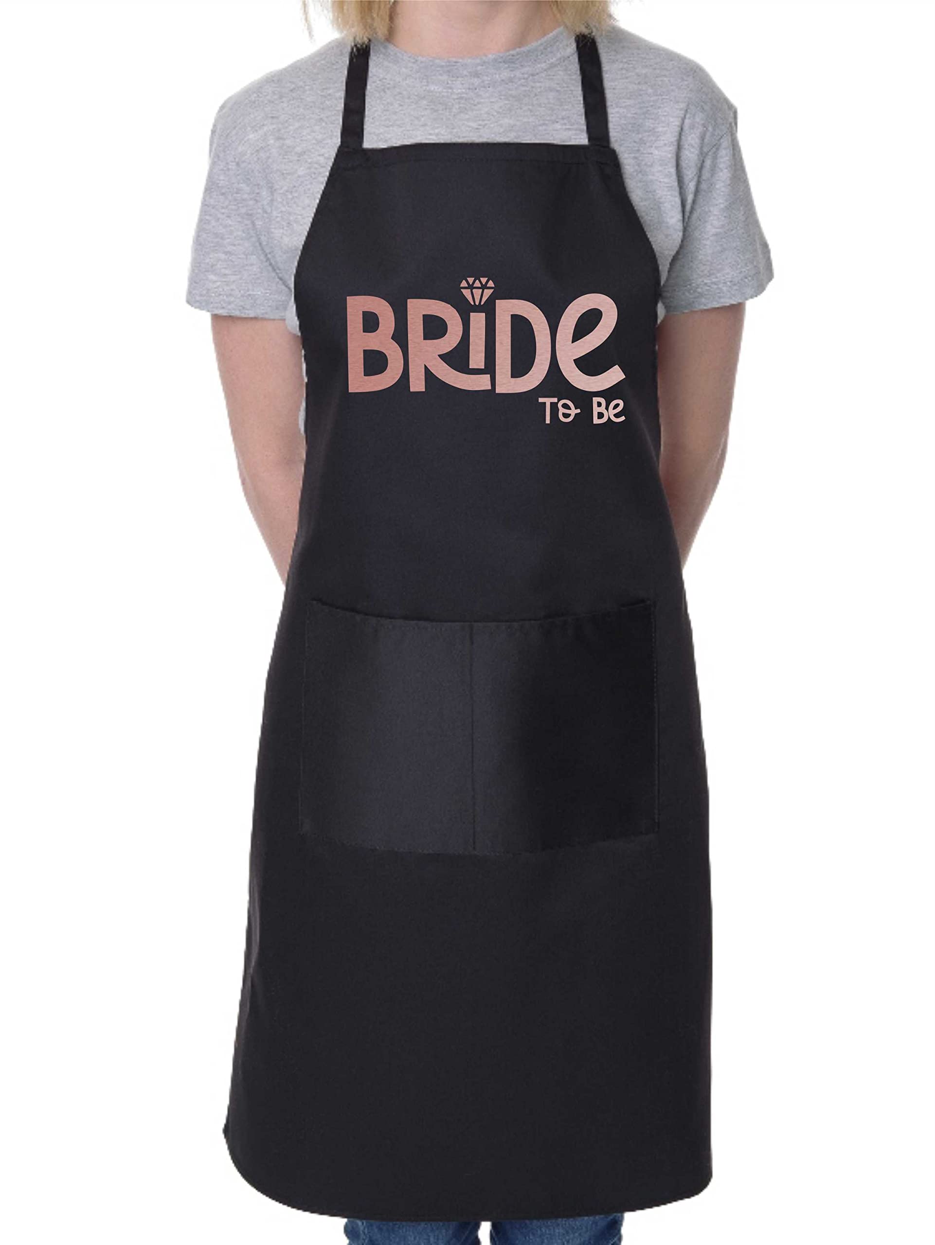 Print4u Unisex Black Bride To Be In Rose Gold Print Hen Party Wedding Gift Baking Bbq Apron