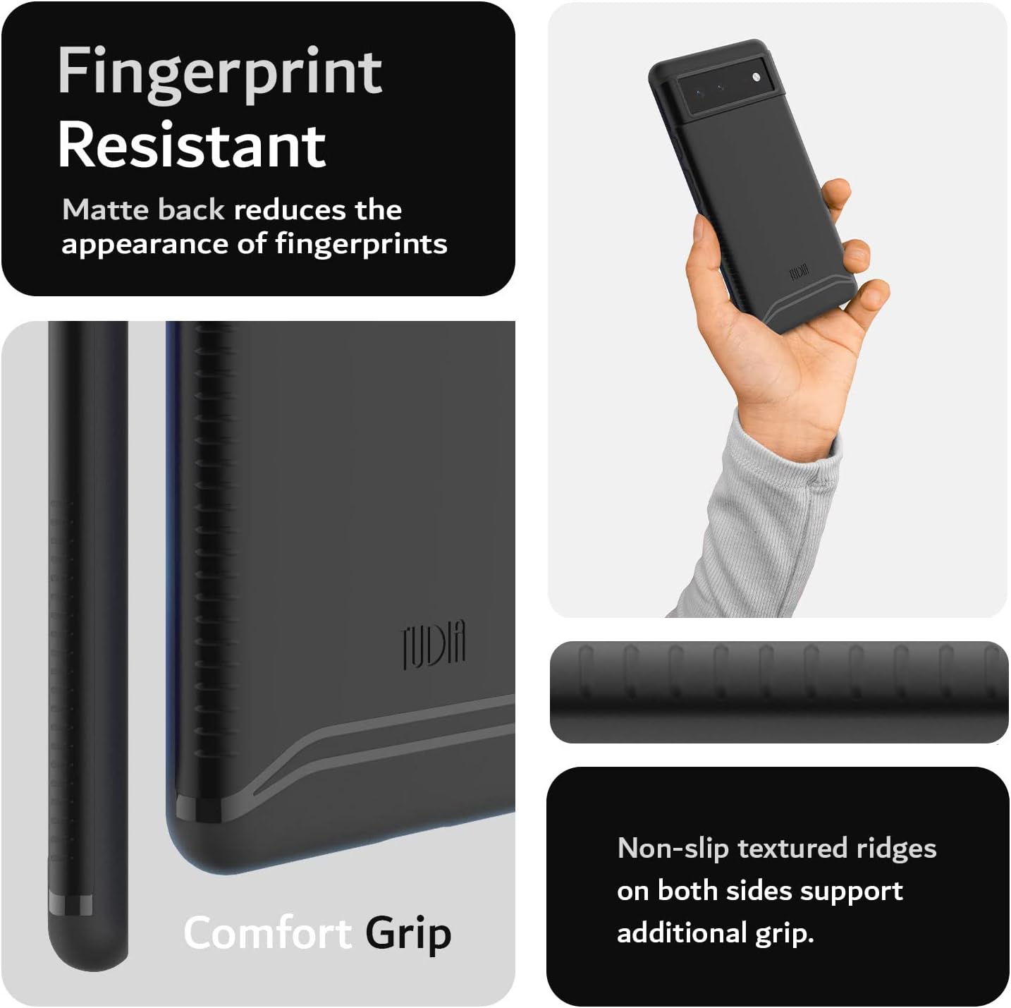 TUDIA DualShield Designed for Google Pixel 6 Case (2021), [Merge] Shockproof Military Grade Slim Heavy Duty Dual Layer Tough Protection for Pixel 6 Phone Case - Matte Black