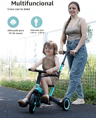 Miniatura 3 de newyoo Triciclos para niños de 1 a 3 años, bicicleta de equilibrio para bebés, regalo de Navidad y cumpleaños para niños y niñas, triciclo con mango