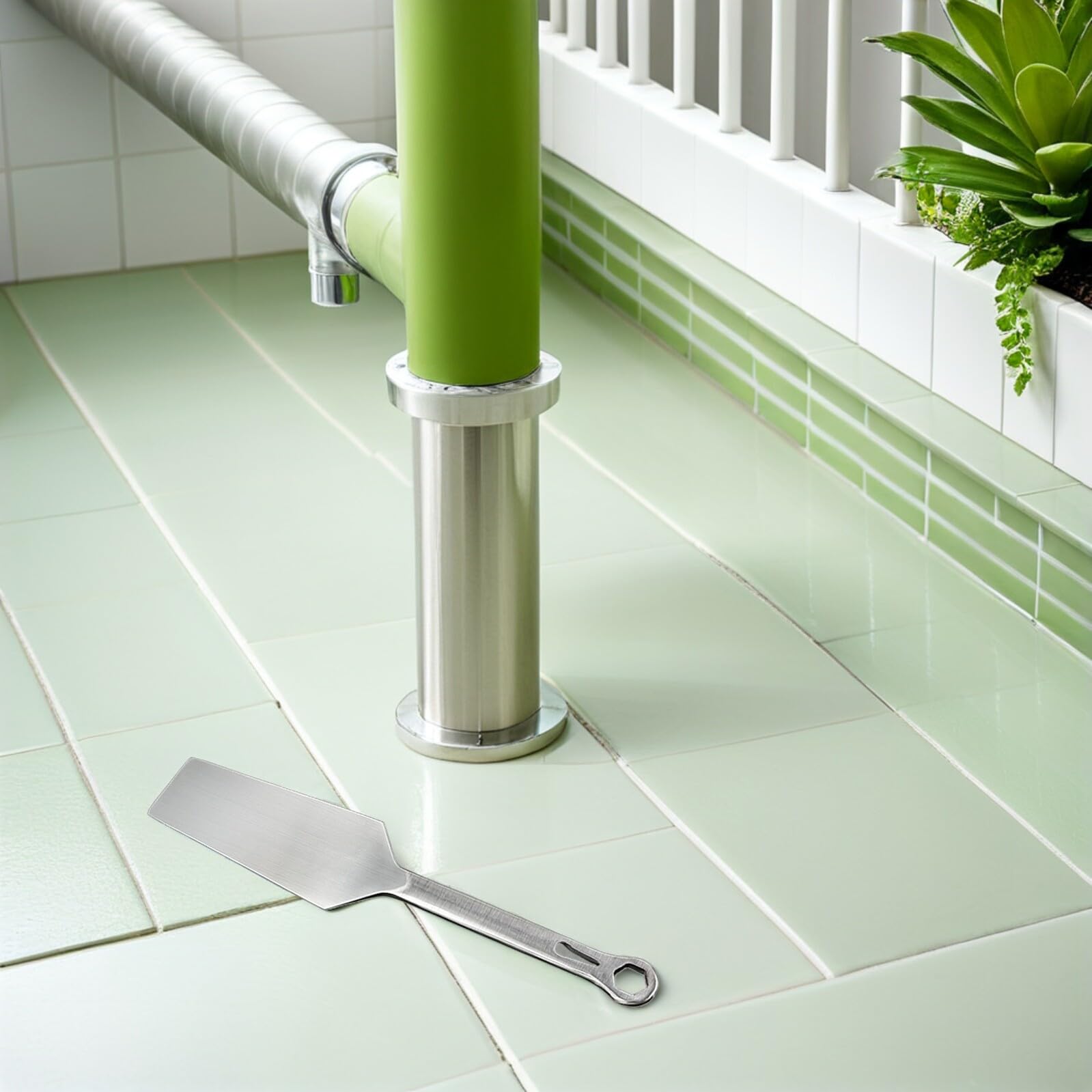 Cazzuola per Muratura a Doppia Faccia in Acciaio Inox 3-7" Frattazzo Piatto per Intonaco e Malta Manico Rotondo Ergonomico Utensile Multifunzionale per Piastrelle e Lavori Edili