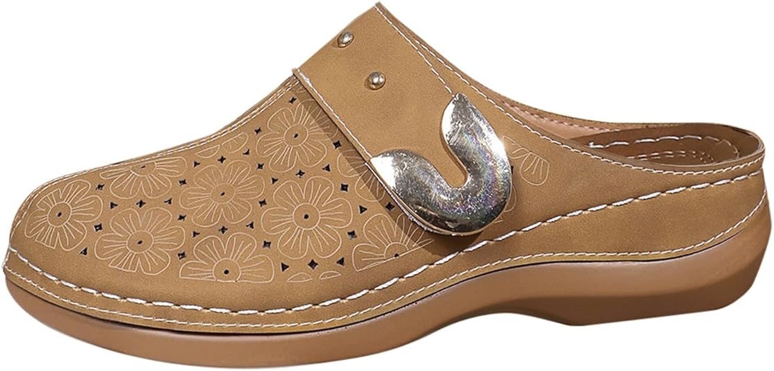 Sabot Femme Cuir Confort Chaussures Femme Ete, Mules Et Sabots Femme Sandale U00c9tu00e9 Sandales Cuir Compensees Chaussure Confortable Chaussures Orthopu00e9dique Personnes âgées Pharmacie