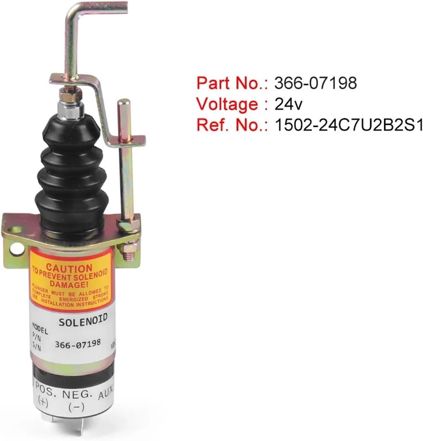 1502-24C7U2B2S1 36607198 24V Fuel Shut Down Stop Solenoid Valve 366-07198