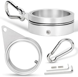 2" Large Flag Pole Rings, 2 Pcs Aluminum Alloy Spinning Flag Pole Ring Clips Swivels, 360° Rotating Anti Wrap Flagpole Ring Hardware with Stainless Steel Carabiners for 1.6-2" Diameter