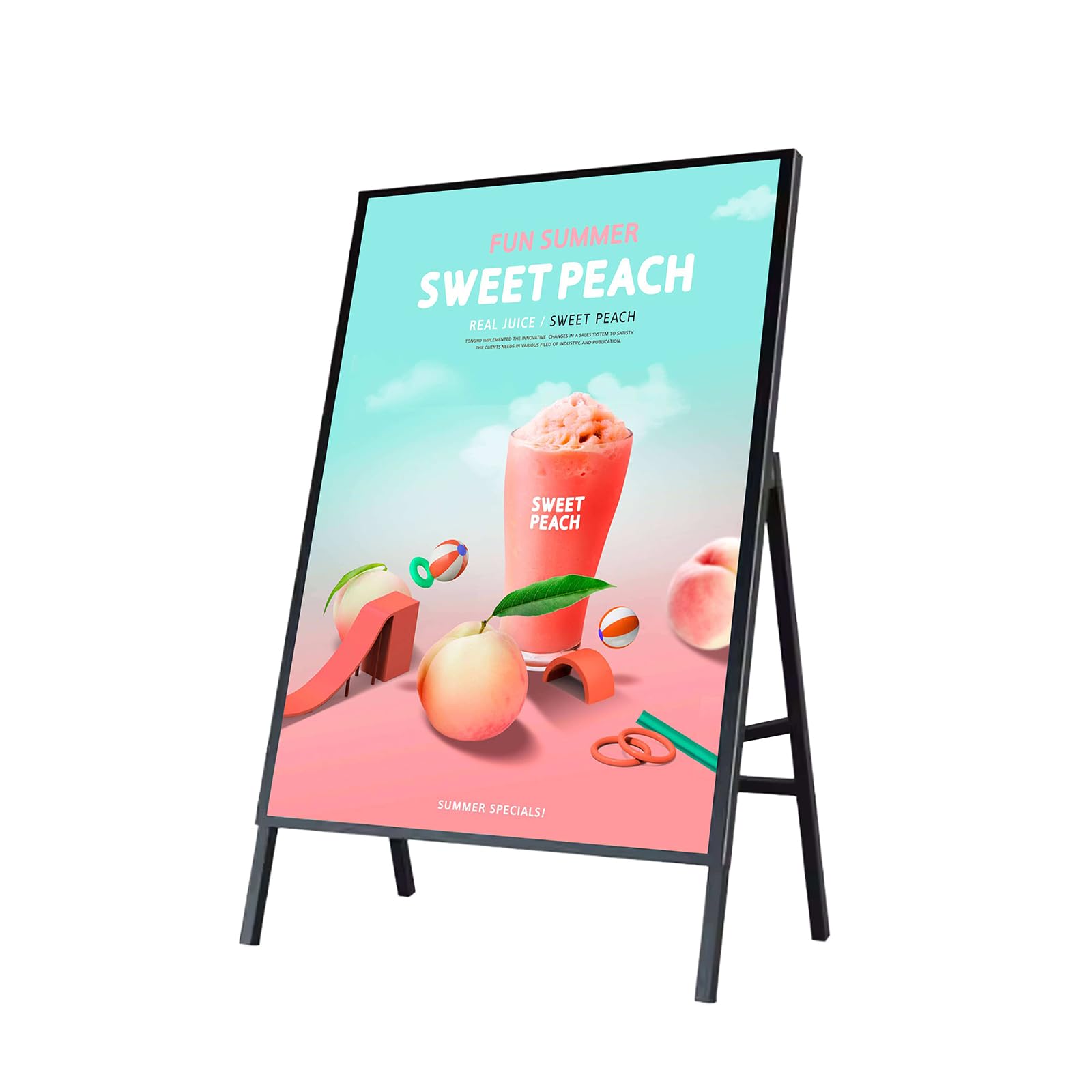 Podświetlana tablica menu Skrzynka świetlna LED, stojak reklamowy podłogowy, jednostronnie podświetlany stojak na plakaty LED, składany Ramka menu(80 * 120cm)