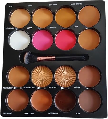 Colour Blush, Highlights and Concealer Palette with Brush