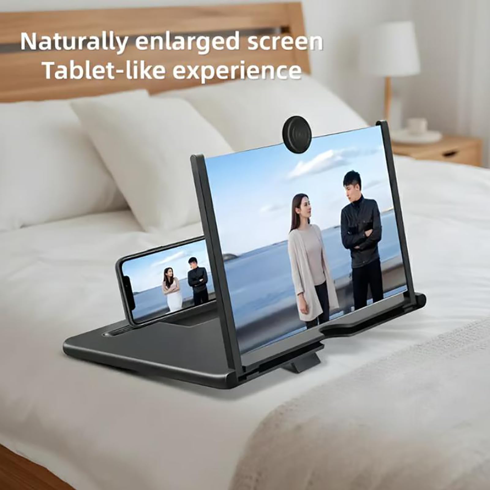 Lente di ingrandimento per schermo, schermo per proiettore per cellulare, amplificatore di ingrandimento HD estraibile, supporto pieghevole per qualsiasi smartphone (bianco, 30,5 x 2)