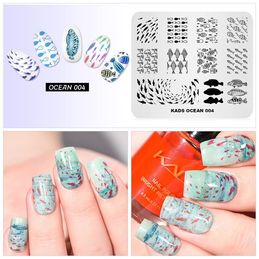 6 Stück Nagel-Stempelplatten Set – Ozean, Obst, Blumen & Tiere Muster Für Nagelkunst