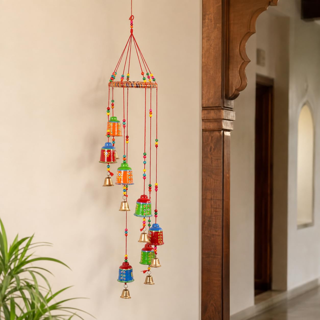 DreamKraft Handcrafted Bells Design Wood Windchime (91 CM, Multicolor)-image-25