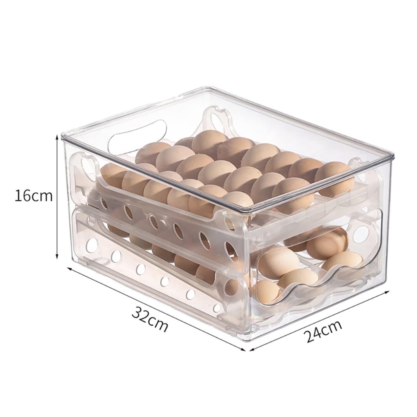 Caja de Huevos para Nevera, Caja de Almacenamiento Deslizante automática, organizadores de Nevera, Soporte para Huevos, contenedor, cajón de Nevera, Caja de Huevos apilable