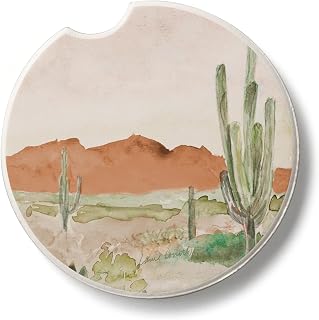 Thirstystone Desert View Single Absorbent Stone Car Coaster for Vehicle Cup Holder 2.6” Diameter Manufactured in The USA