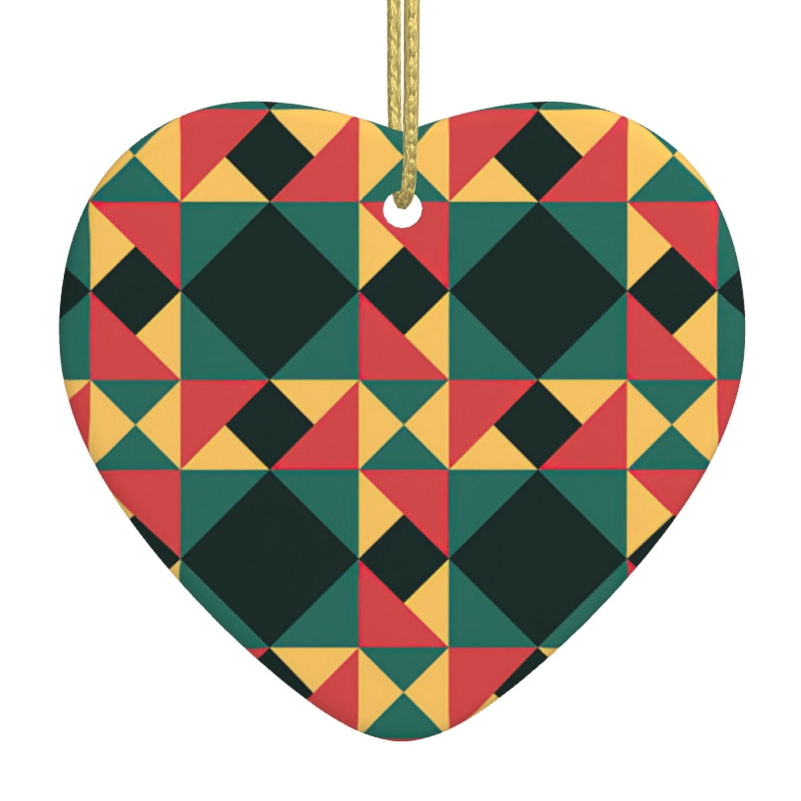 Nbtghga White Geometriske Print Christmas Ornaments, Ceramic Hanging Ornament, Xmas Tree Decoration, Holiday Home Decor