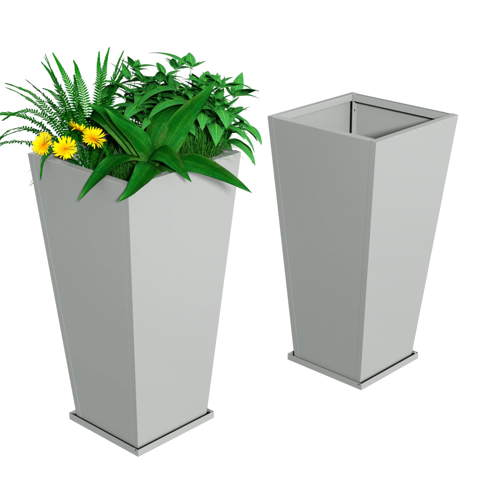Snapklik.com : NUWJBYE Tall Metal Planter Box, 15" L X 15" W X 30" H 2