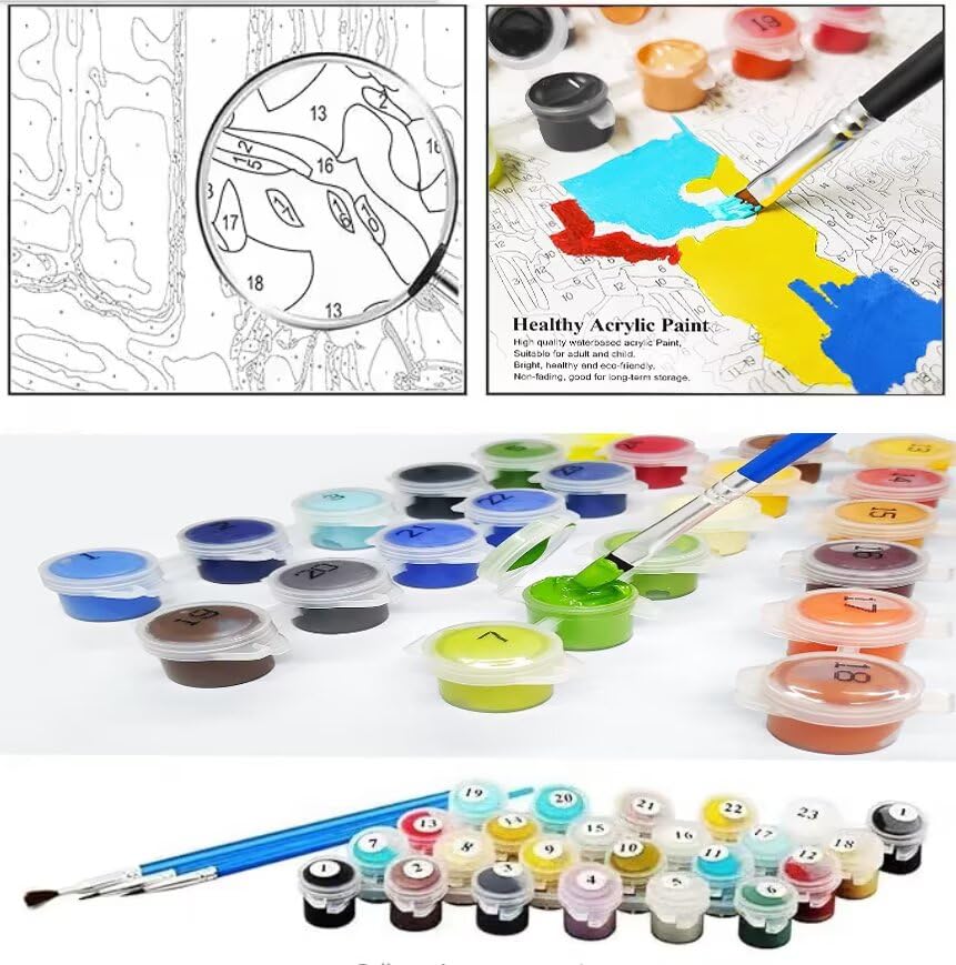 Amazon.co.jp: 油絵 キャンバス 家族 数字油絵, Paint by Numbers 夜