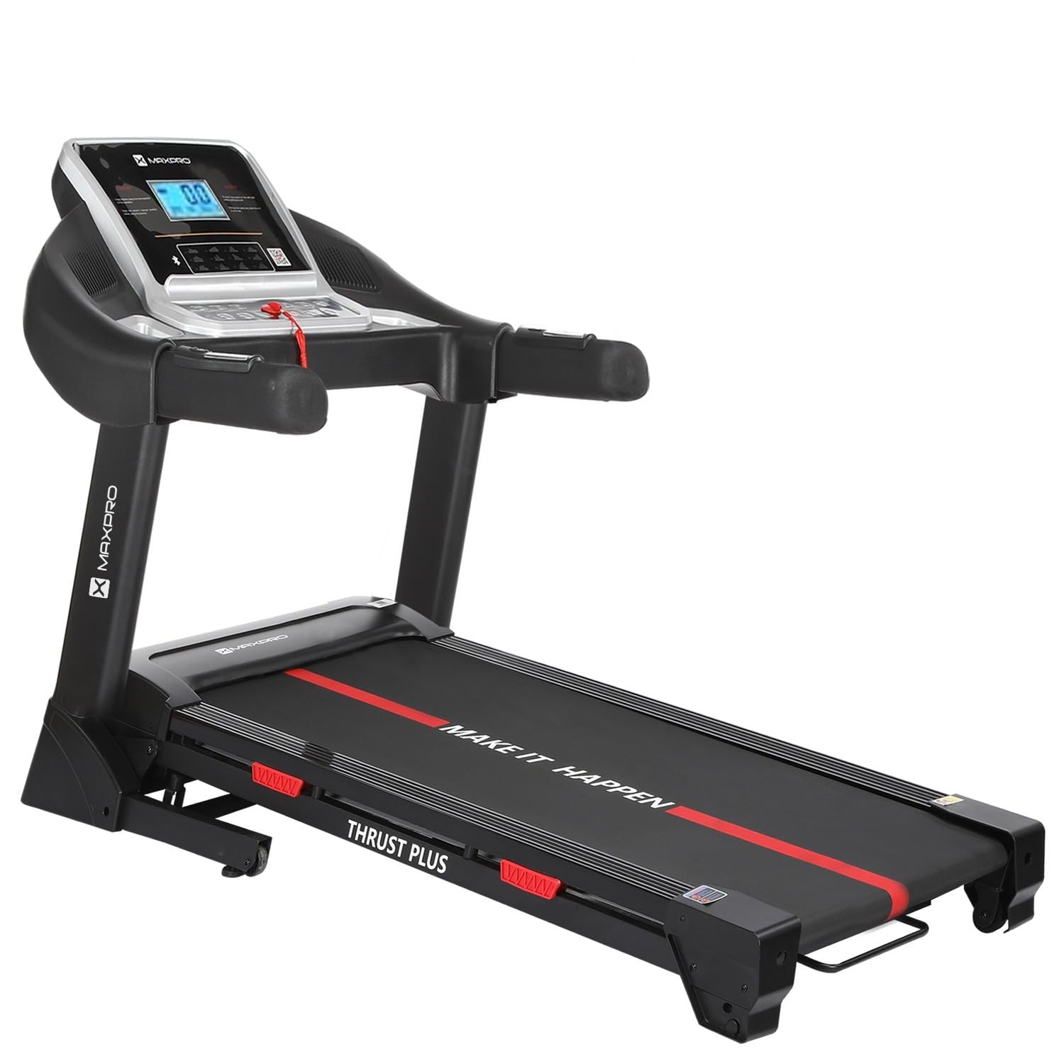 MAXPRO Thrust Plus 6Hp Peak AC Motor Auto Incline Treadmill with Life time Motor Warranty|15 Level Auto Incline| Max.Speed 16Km/Hr, LCD Display, Home Use Treadmill for140kgs User Weight(PTA550IAC)