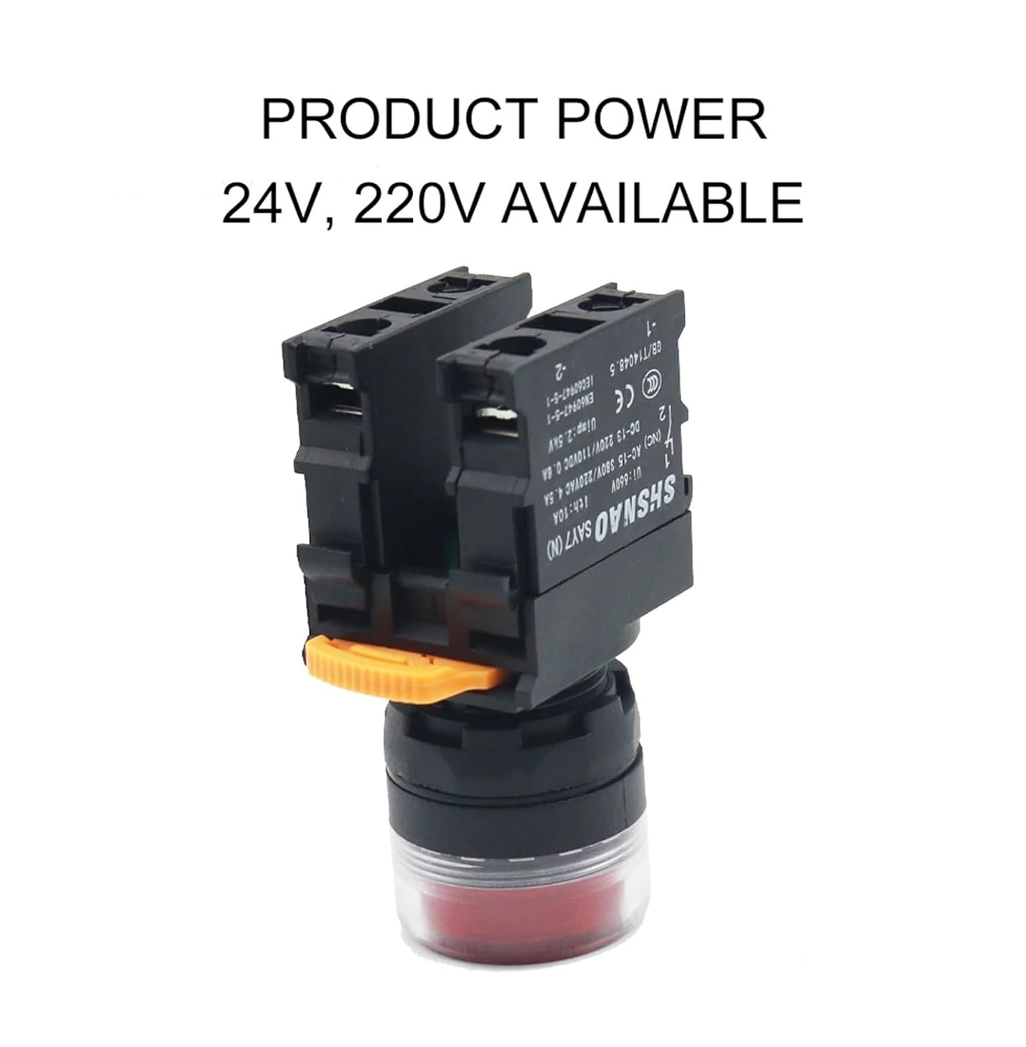 Switch 1NO /1NC Flat Head with Light Button Switch Indicator Light 24V 220V Self Reset 22mm Push Button Switch(Green,220V)
