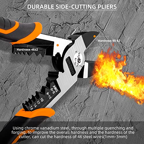 Vanjoin 8 Inch Wire Cutters, 4-In-1 High Leverage Wire Diagonal Cutting Pliers With Wire Stripper Crimper, Heavy Duty Side-Cutting Pliers, Multi-Function Industrial Diagonal Cutting Pliers (8 Inch) #TOP4