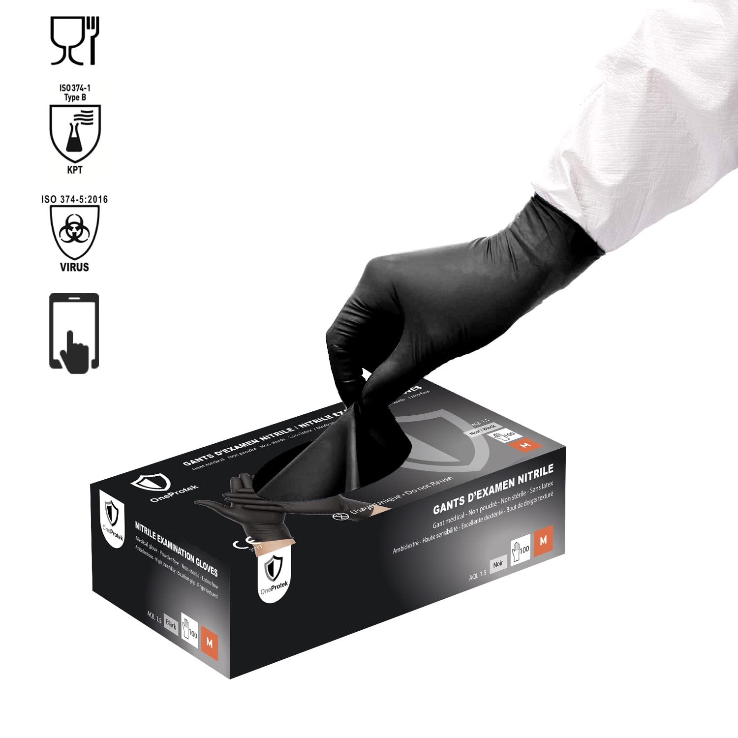 Guanti nitrile neri - Taglia M (Medio) - Set di 10x 100 Guanti monouso in nitrile Neri - Senza lattice, senza Polvere - Resistenti e multiuso - Protezione contro agenti chimici