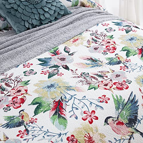 Dauaoto Cotton Quilt Set Queen Size,Bed Coverlet Reversible Bedspread (Pattern Bird & Floral) #TOP3