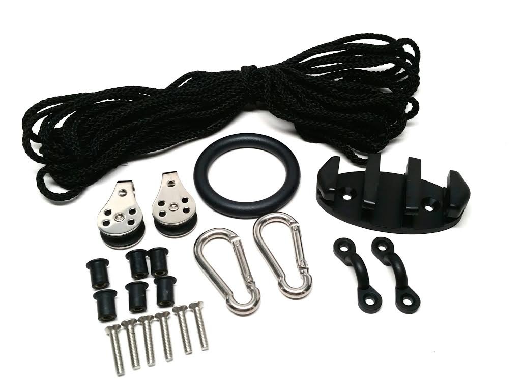 Pactrade Marine Kayak Anchor Trolley Kit Rope Cleat Pulley Block Rigging Ring