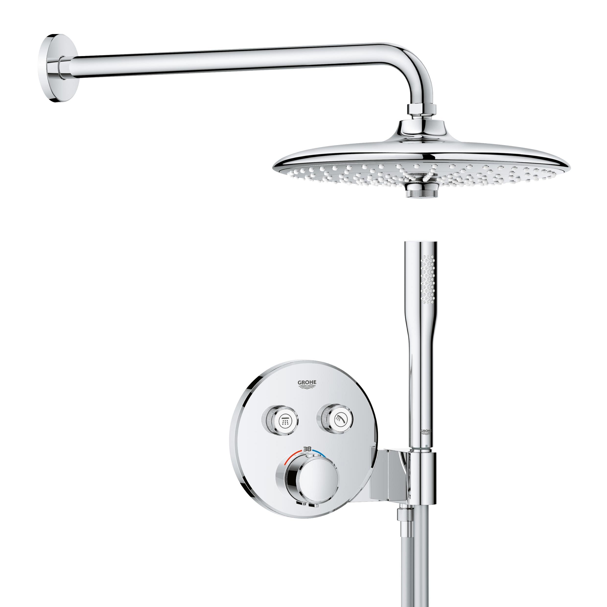 GROHE Precision SmartControl 260 – system prysznicowy (głowica prysznicowa 260 mm z 2 rodzajami strumienia, słuchawka prysznicowa 1 strumień, uniwersalne pudełko do zabudowy, wąż prysznicowy 150 cm),
