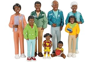 Creative Minds Marvel Education African American Family Toy Figure Set: Diverse Dollhouse People for Kids