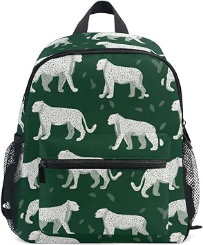 Kcldeci Toddler Backpack for Girls Boys White Cheetah Kindergarten Elementary Preschool Kids School Bag Book Bag S