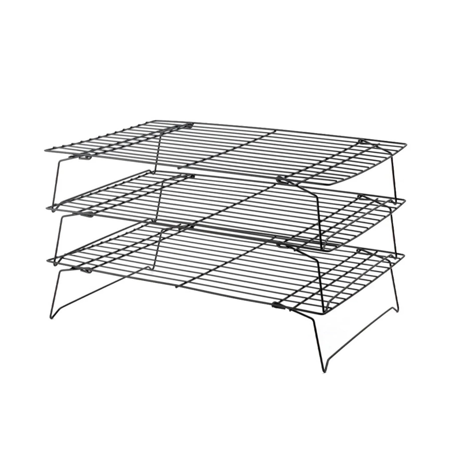 HIZON Rejilla de enfriamiento de Acero Inoxidable Horno Negro Plateado | Bandeja de enfriamiento for hornear, rejilla de alambre, soporte for rejilla, uso en cocina(Grey-3 Layers)