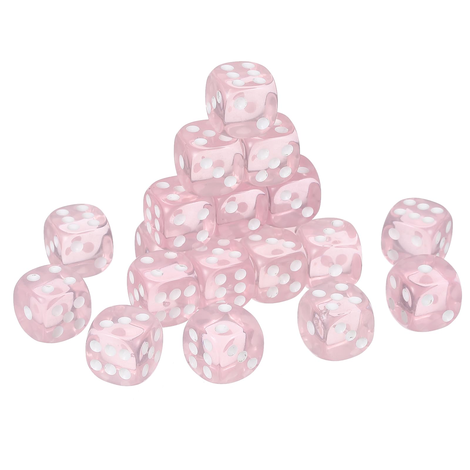 sourcing map 20Pcs 6 Sided Acrylic Dice, 16mm Game Dice Pink