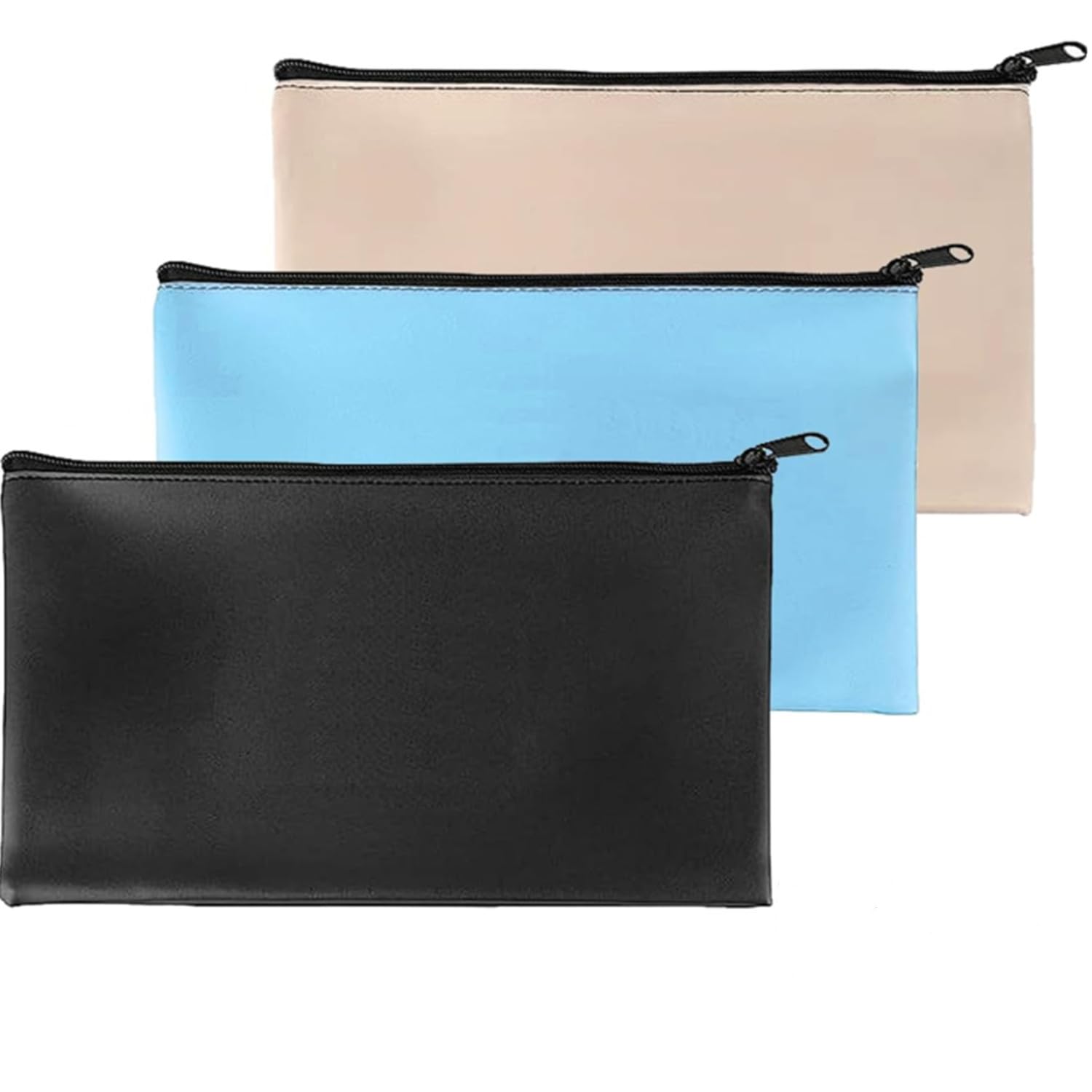 Bolsas de Documentos con Cremallera a Prueba de Agua 28 x 15 cm, Bolsa de Seguridad para Dinero, Pasaportes, Archivos, Beige Negro Azul