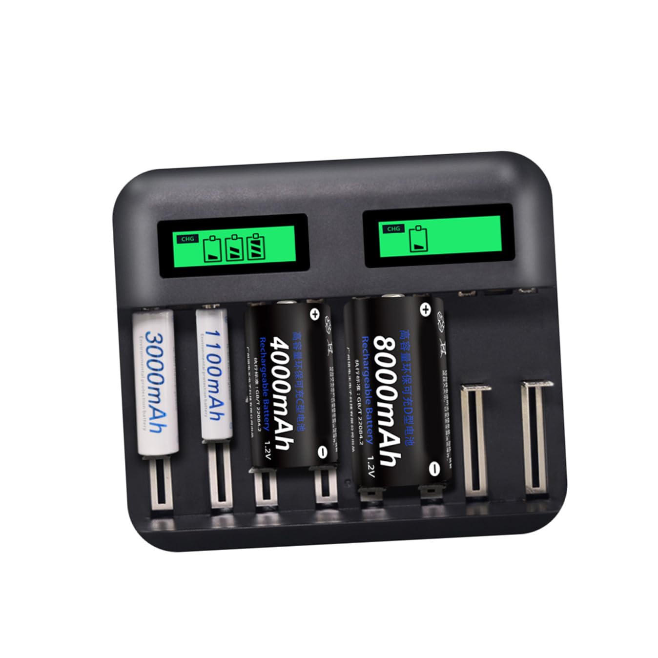 Housoutil Cargador Pilas Recargables Ranuras Carga Inteligente USB Batería AA AAA